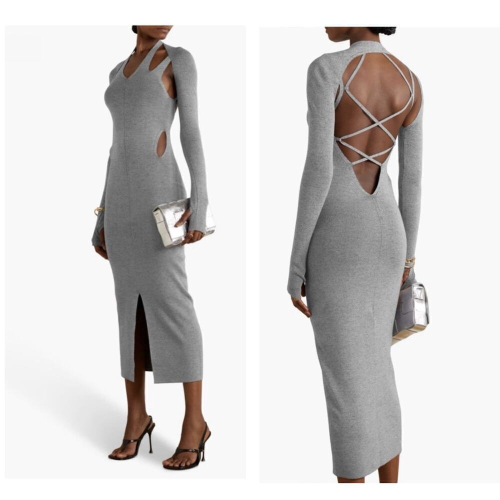 Dion Lee Wool Dress Ribbed Knit Bodycon Cutout Baddie Going Out Party Cut Out 8